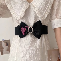 Centura eleganta din elastic cu funda BLT061DD Neagra cu cristale - HandMade 